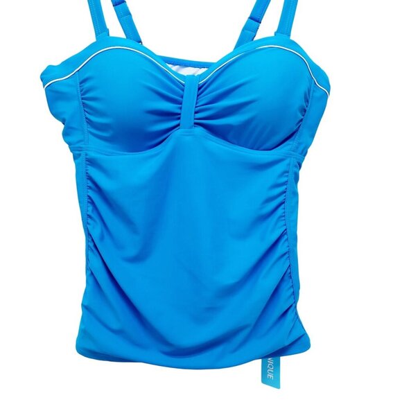 Womens Yonique Blue Tankini Swim Top Adjustable Straps Nylon Size M - Picture 11 of 12